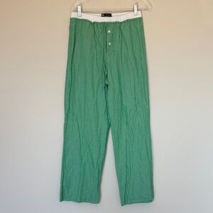 Zara Green and White Wide Leg Pants